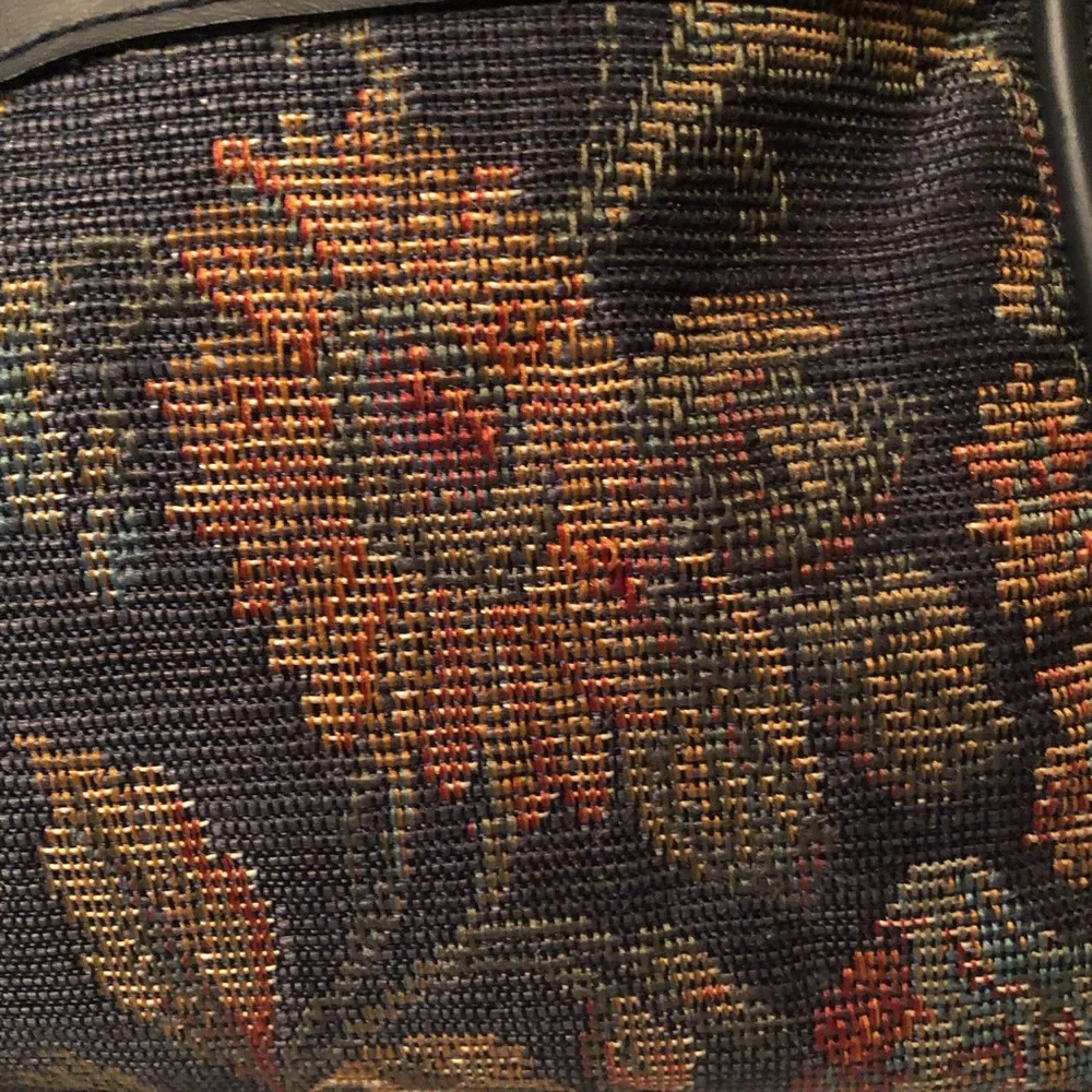 Vintage JC Pennys JAGUAR Carry-on Floral Tote Bag - navy blue